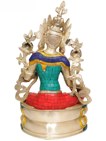 Brassaura® Goddess Tara with Inlay Work | Brass Statue | Height 13.98 Inches & Weight 4 kgs