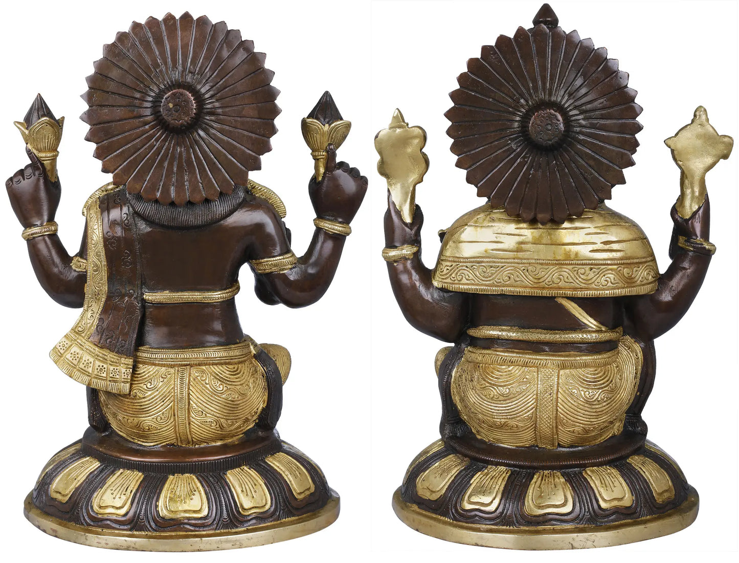 ब्रासौर™ पीतल लक्ष्मी गणेश मूर्ति सेट घर के मंदिर और दिवाली पूजा की सजावट के लिए | 14 इंच | 15.60 किलोग्राम