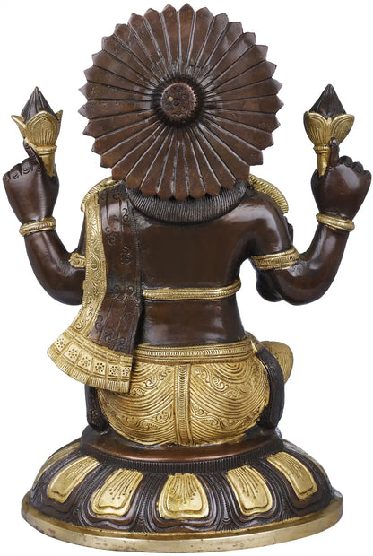ब्रासौर™ पीतल लक्ष्मी गणेश मूर्ति सेट घर के मंदिर और दिवाली पूजा की सजावट के लिए | 14 इंच | 15.60 किलोग्राम