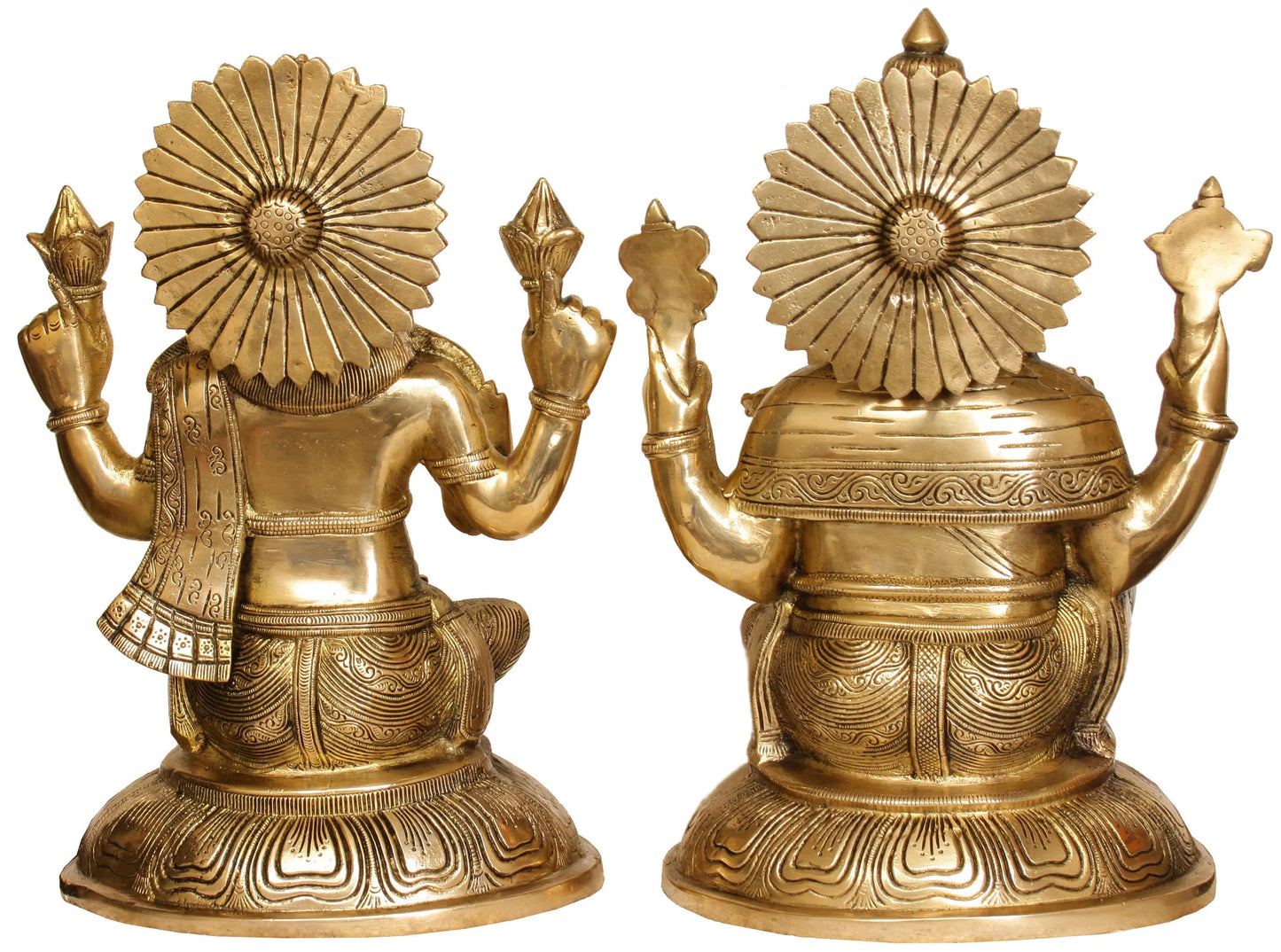 ब्रासौर™ पीतल लक्ष्मी गणेश मूर्ति सेट घर मंदिर और दिवाली पूजा की सजावट के लिए | 14 इंच | 15.60 किलोग्राम