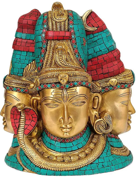 Brassaura® Brass Shiva Head Sculpture | Height 11.4 Inches & Weight 8 kg