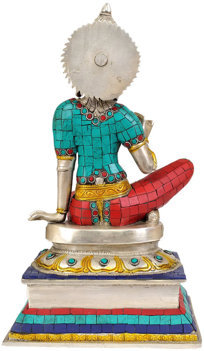 Brassaura® ब्रास देवी पार्वती की मूर्ति इनले वर्क के साथ | ऊंचाई 12.60 इंच और वज़न 4.94 किलोग्राम