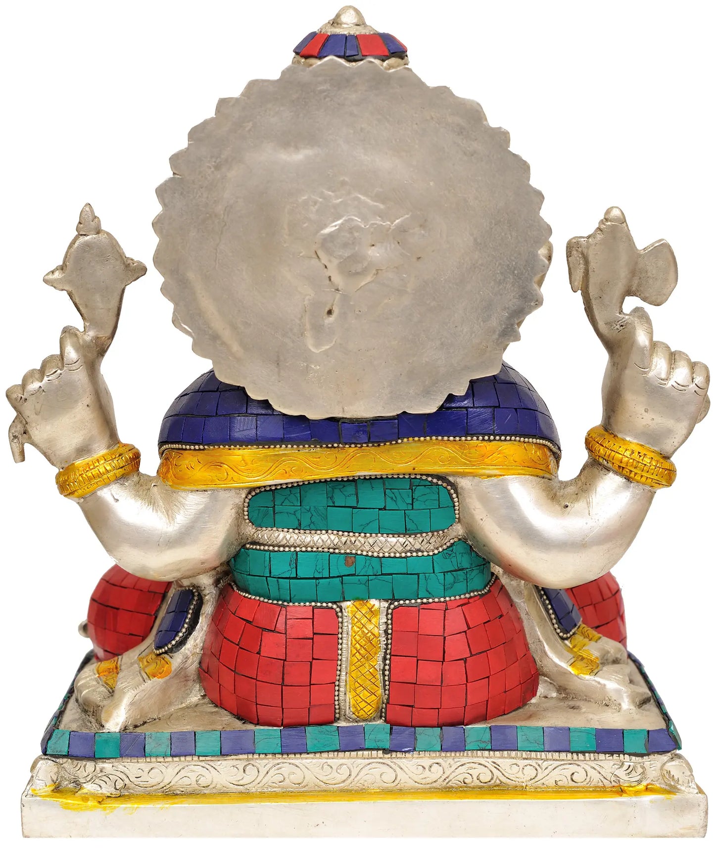 ब्रासौर™ पीतल की गणेश प्रतिमा, जिसमें घर के मंदिर और प्रवेश द्वार की सजावट के लिए जड़ाई का काम किया गया है | 11 इंच | 7.60 किलोग्राम