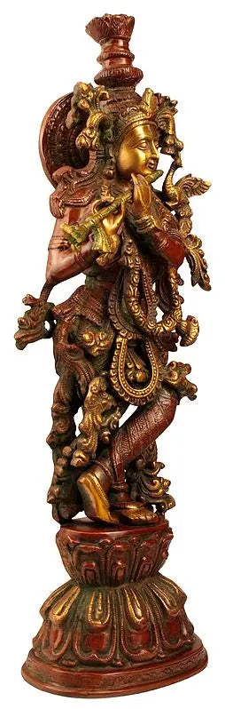 Brassaura® Brass Krishna Statue | Height 23.4 Inches & Weight 11.28 kg