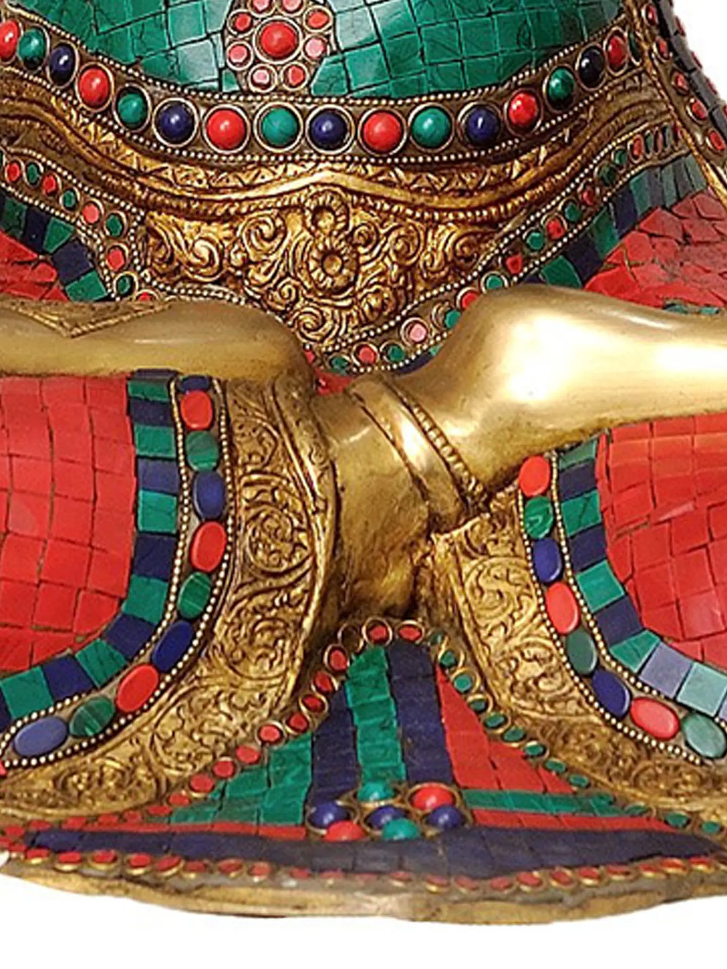 ब्रासौर® मंजुश्री बोधिसत्व ज्ञान तलवार के साथ | जड़ाई के काम के साथ शुद्ध पीतल | ऊँचाई 32 इंच और वज़न 33.30 किग्रा