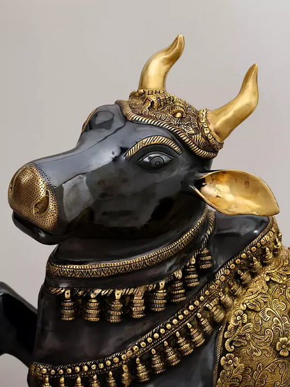 Brassaura™ Brass Big Nandi Statue | Height 22 Inches & Weight 31.18 kg