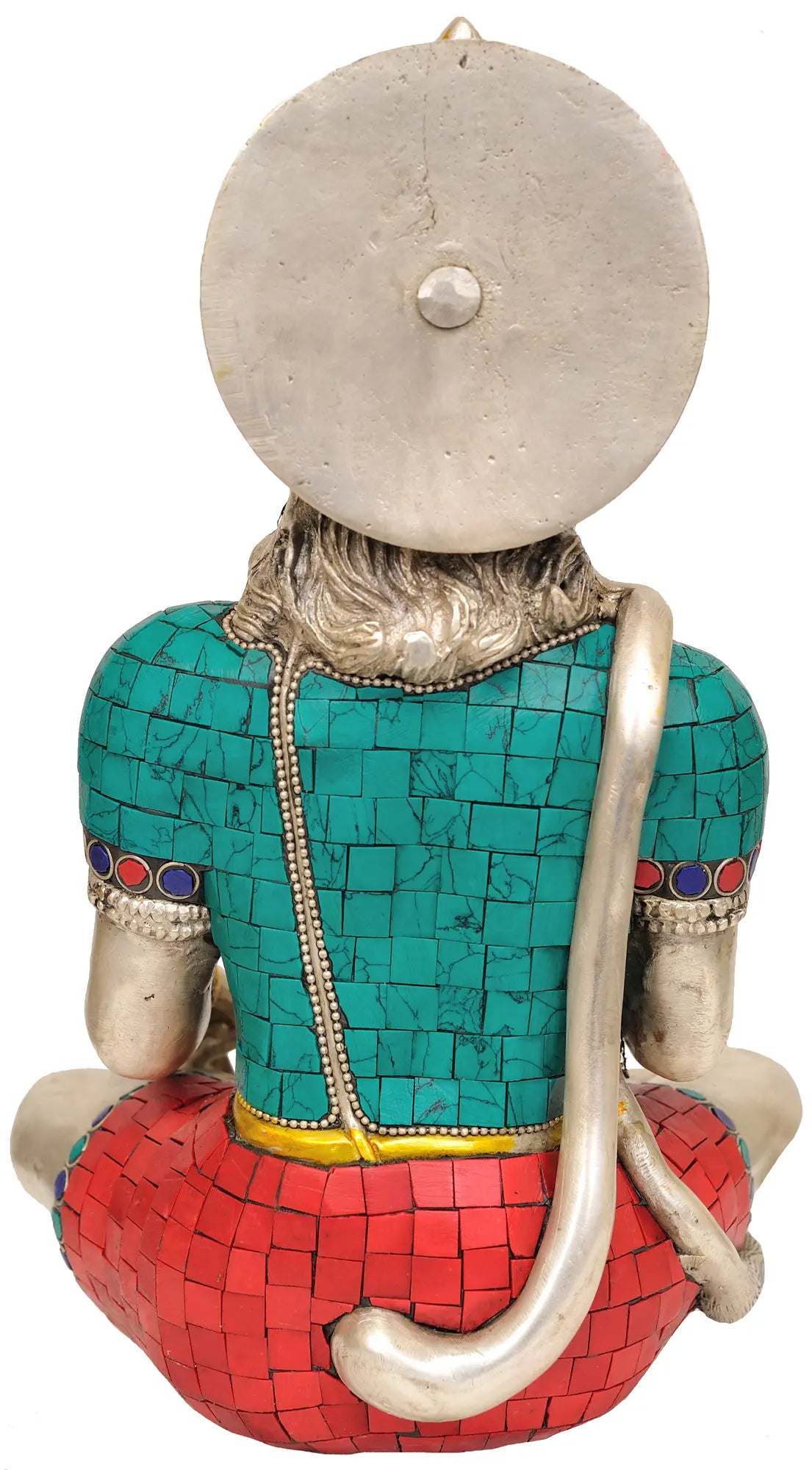 Brassaura® Sitting Hanuman Statue with Stone Inlay Work | Brass Idol for Home Temple & Spiritual Decor | Height 11.4 Inches & Weight 5 kgs
