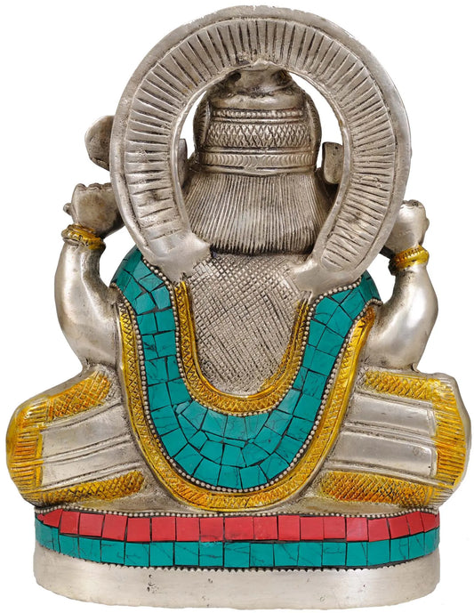 Brassaura™ Brass Ganesha Statue with Inlay | Height 9.5 Inches & Weight 3.85 kgs