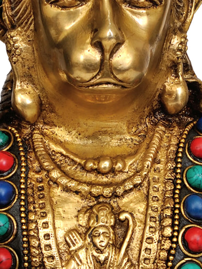 ब्रसौरा® बैठे हुए हनुमान जी | पीतल, बारीक नक्काशी के साथ | ऊँचाई 11 इंच और वज़न 11 किग्रा