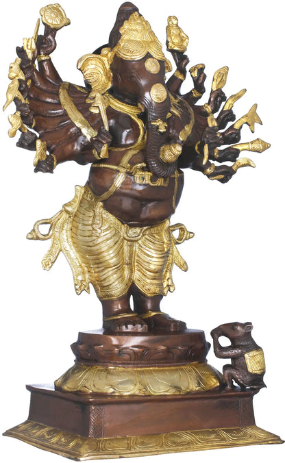 Brassaura® Multi-Armed Standing Ganesha with Dual Tone Finish | Height 23.43 Inches & Weight 17.90 kgs