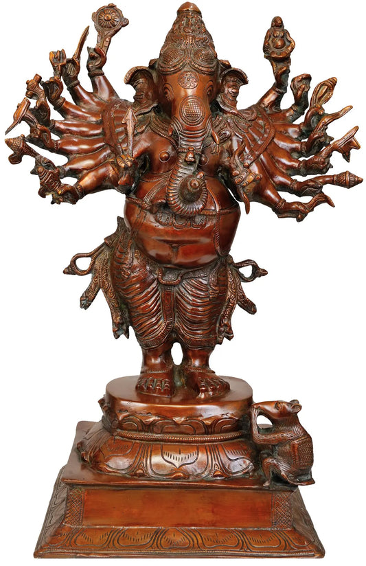 Brassaura® Multi-Armed Standing Ganesha with Dual Tone Finish | Height 23.43 Inches & Weight 17.90 kgs