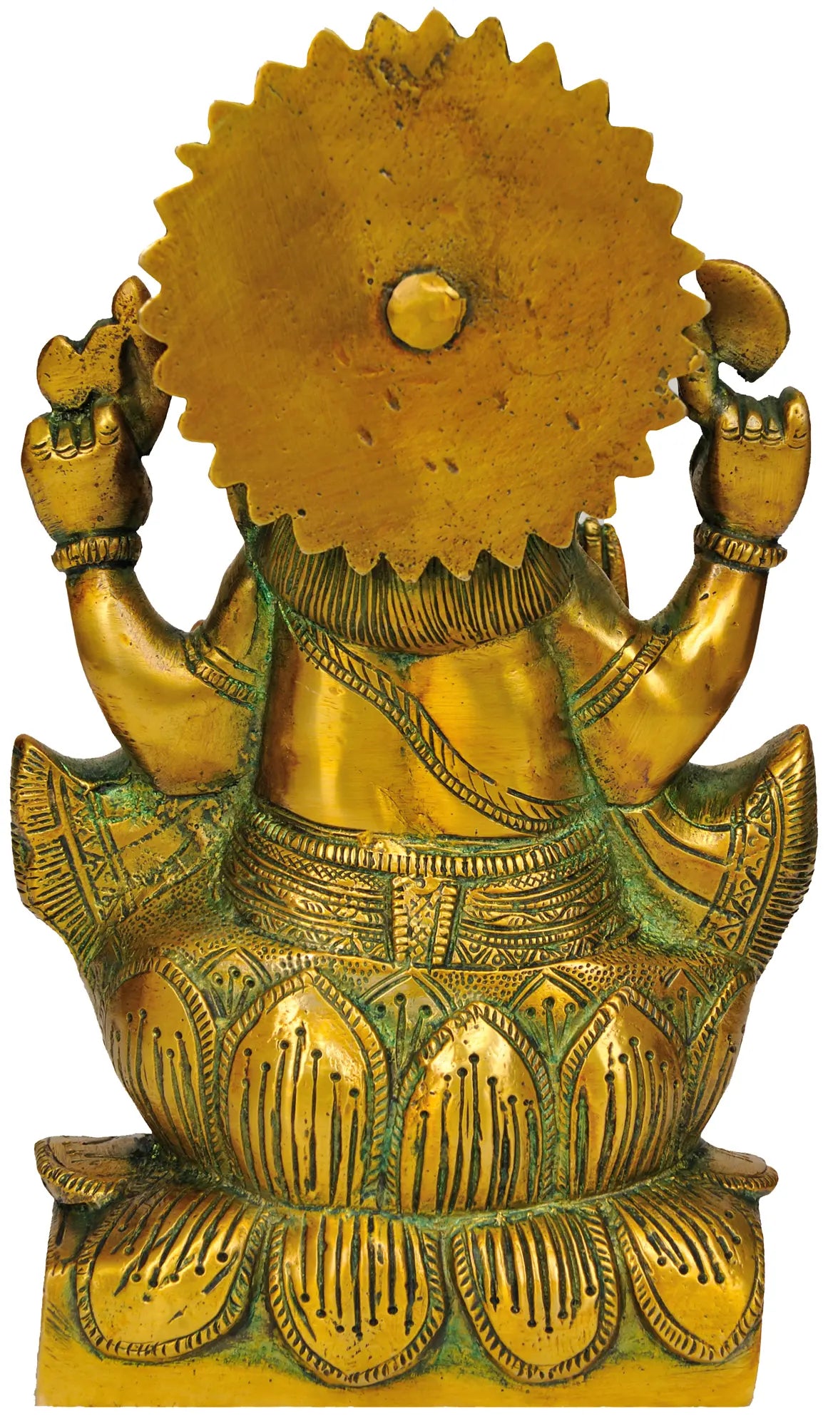 Brassaura® Lalitasana Ganesha on Lotus Throne | Brass Sculpture | Height 8.5 Inches & Weight 2.30 kgs