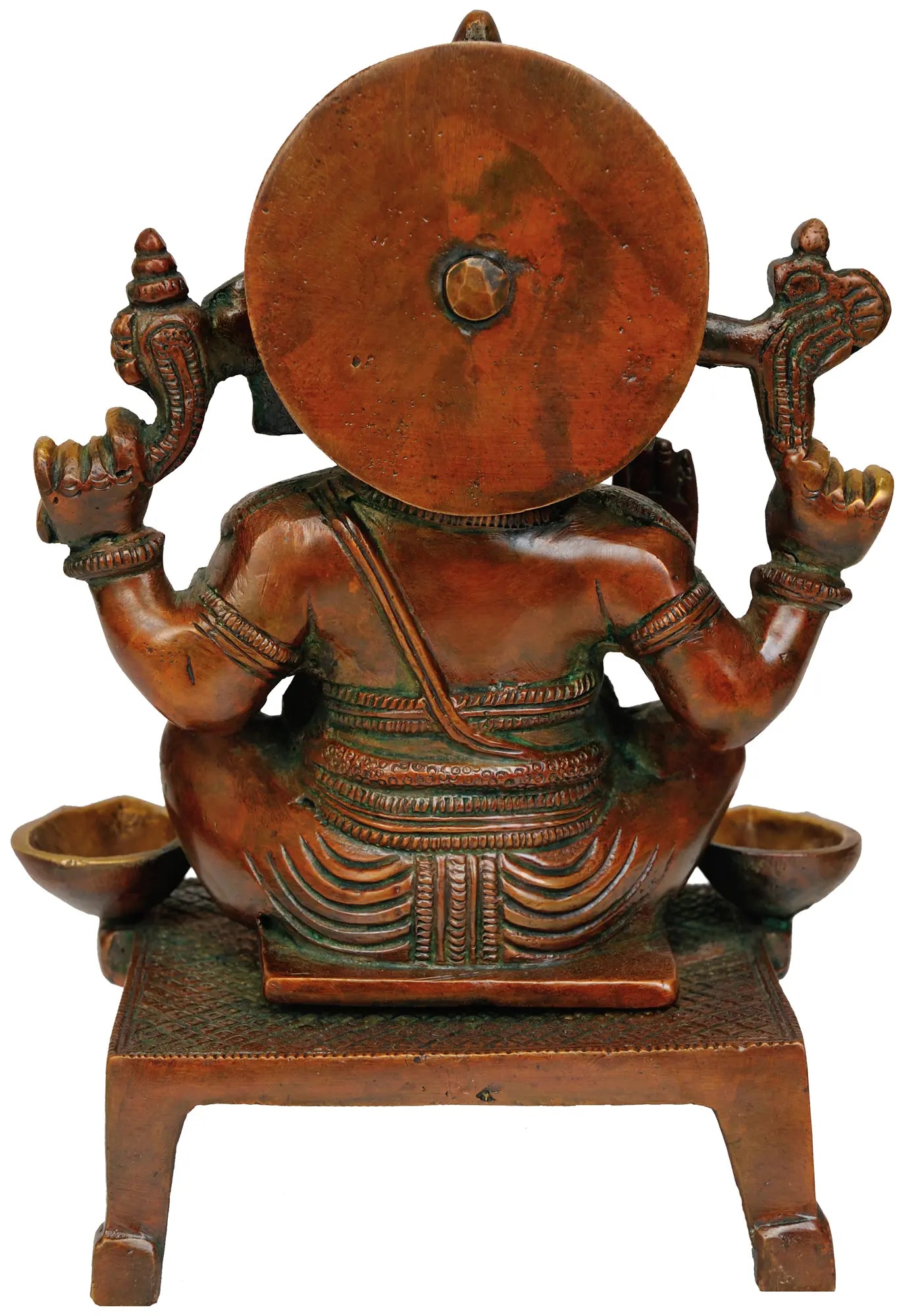 Brassaura® Antique Finish Ganesha with Dual Diyas | Height 8.07 Inches & Weight 2.60 kgs