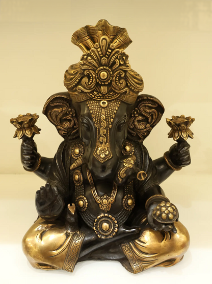 Brassaura™ Brass Ganesha Statue | Height 17 Inches & Weight 15.30 kgs