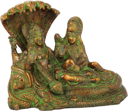 Brassaura® Lord Vishnu with Goddess Lakshmi on Sheshnag | Brass Statue | Height 15 Inches & Weight 2.20 kgs