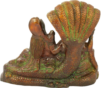 Brassaura® Lord Vishnu with Goddess Lakshmi on Sheshnag | Brass Statue | Height 15 Inches & Weight 2.20 kgs