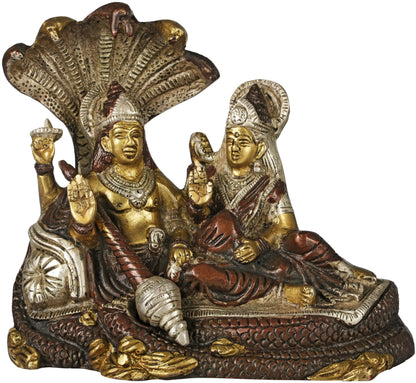 Brassaura® Lord Vishnu with Goddess Lakshmi on Sheshnag | Brass Statue | Height 15 Inches & Weight 2.20 kgs