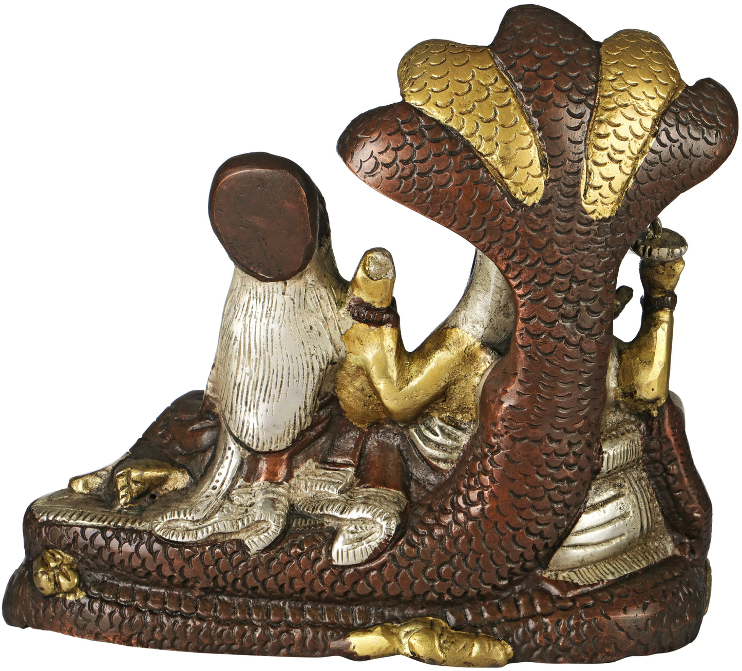 Brassaura® Lord Vishnu with Goddess Lakshmi on Sheshnag | Brass Statue | Height 15 Inches & Weight 2.20 kgs
