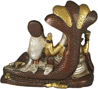 Brassaura® Lord Vishnu with Goddess Lakshmi on Sheshnag | Brass Statue | Height 15 Inches & Weight 2.20 kgs