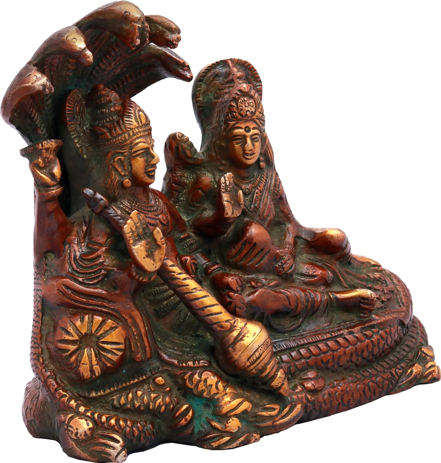 Brassaura® Lord Vishnu with Goddess Lakshmi on Sheshnag | Brass Statue | Height 15 Inches & Weight 2.20 kgs