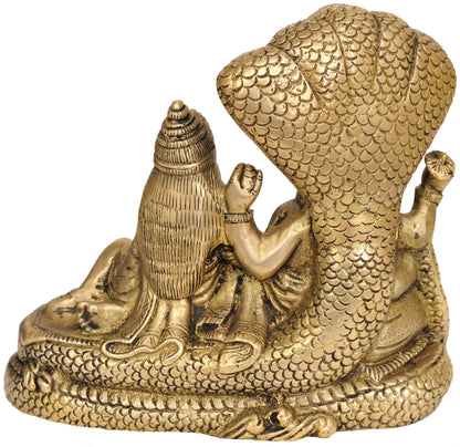 Brassaura® Lord Vishnu with Goddess Lakshmi on Sheshnag | Brass Statue | Height 15 Inches & Weight 2.20 kgs