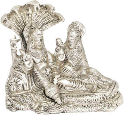 Brassaura® Vishnu Lakshmi Sheshnaag Seated Brass Sculpture | Brass | Height 8.7 Inches & Weight 3.30 kgs