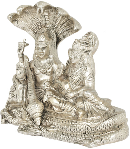 Brassaura® Vishnu Lakshmi Sheshnaag Seated Brass Sculpture | Brass | Height 8.7 Inches & Weight 3.30 kgs