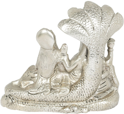Brassaura® Vishnu Lakshmi Sheshnaag Seated Brass Sculpture | Brass | Height 8.7 Inches & Weight 3.30 kgs