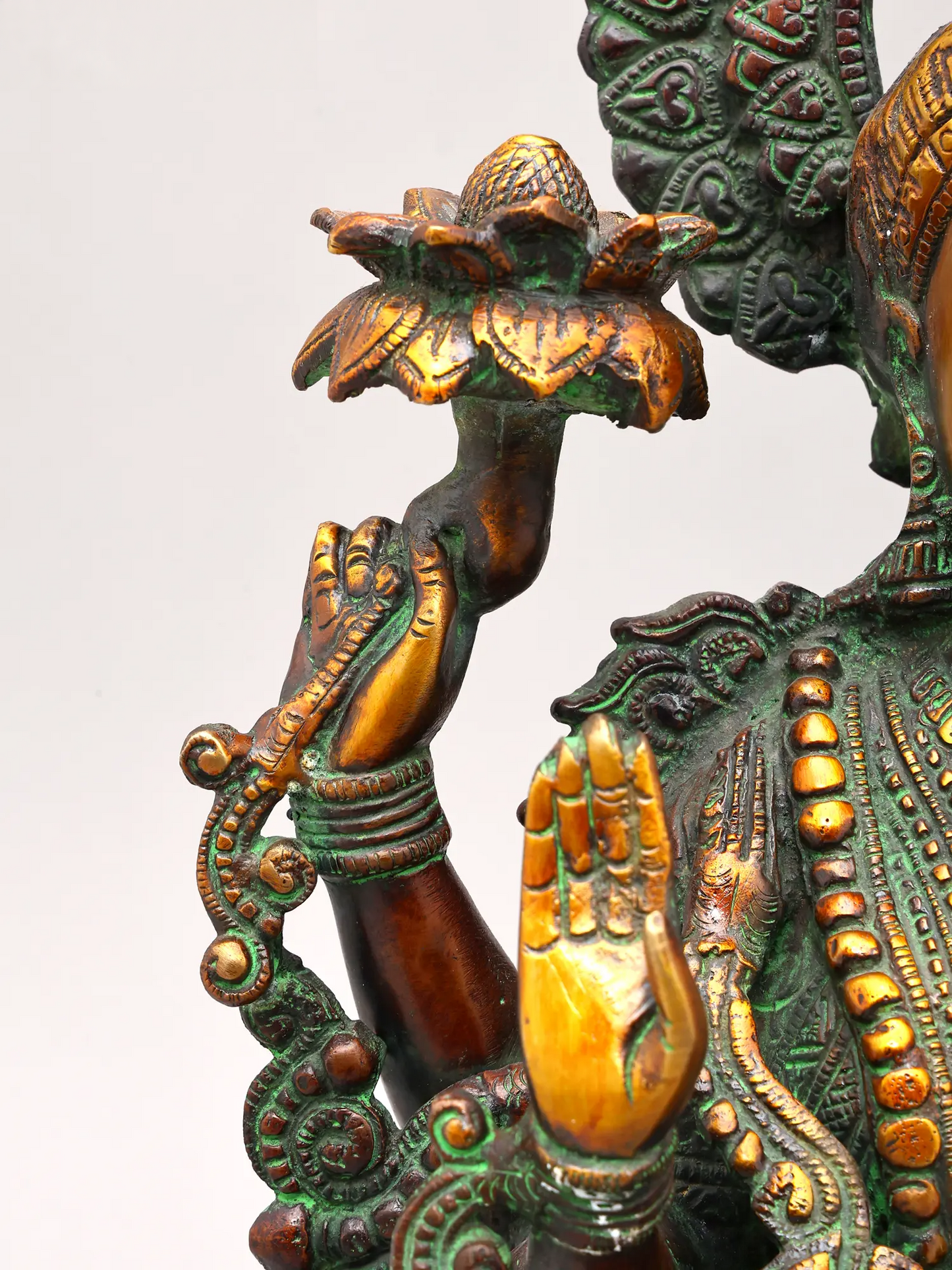 Brassaura® Lakshmi Seated on Ornate Throne | Brass Statue with Antique Finish | Height 16 Inches & Weight 11.70 kgs
