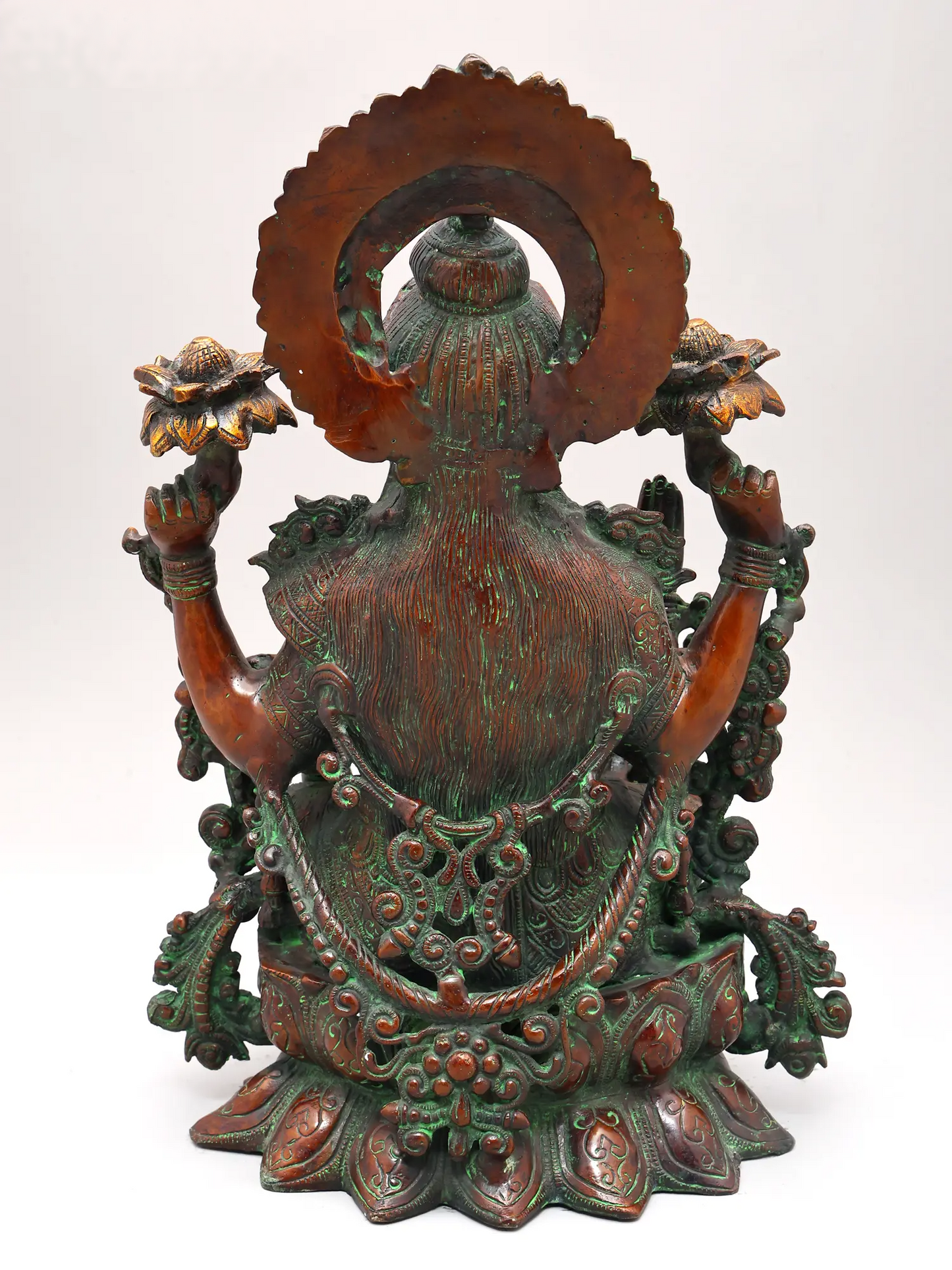 Brassaura® Lakshmi Seated on Ornate Throne | Brass Statue with Antique Finish | Height 16 Inches & Weight 11.70 kgs