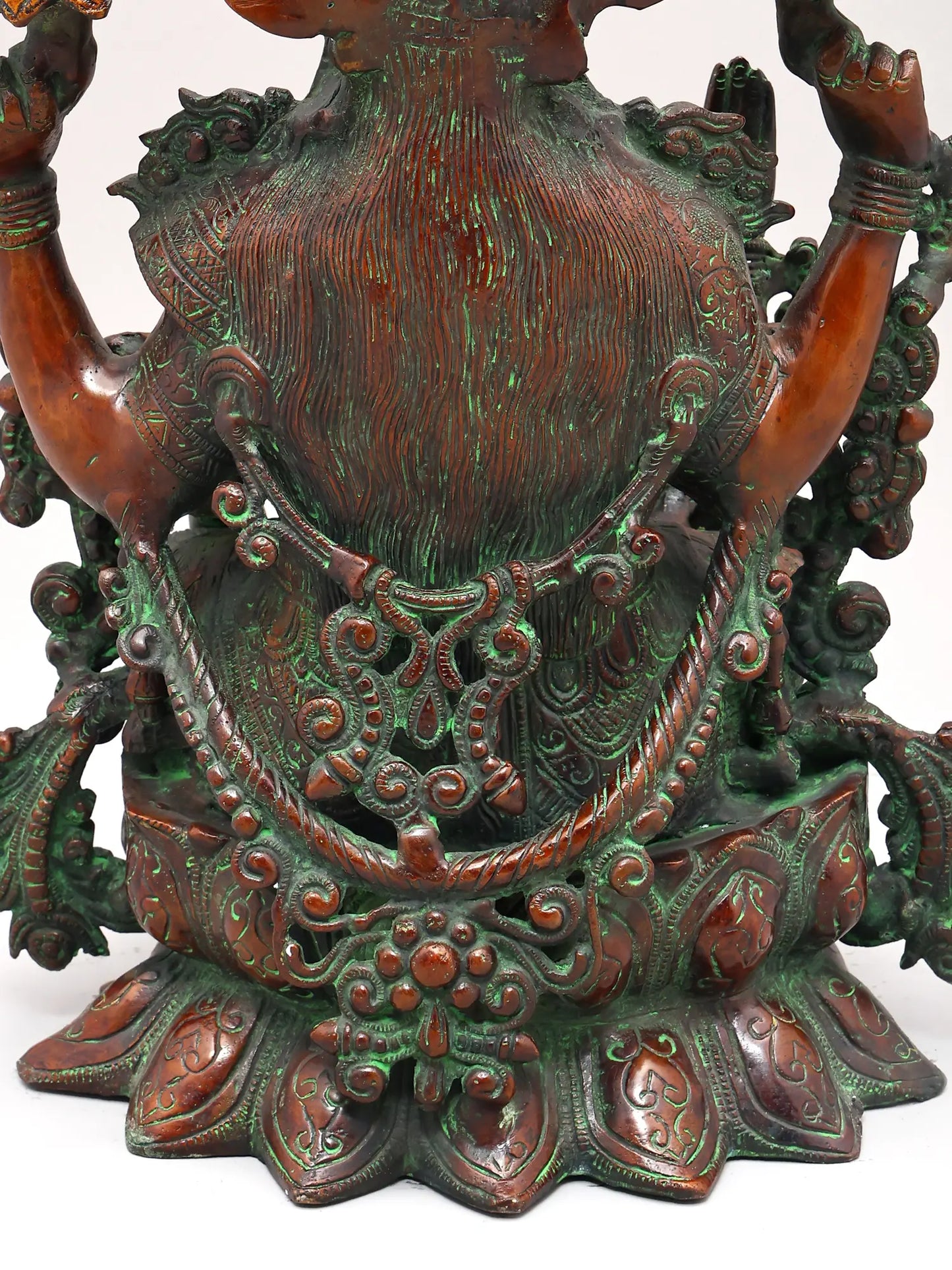 Brassaura® Lakshmi Seated on Ornate Throne | Brass Statue with Antique Finish | Height 16 Inches & Weight 11.70 kgs