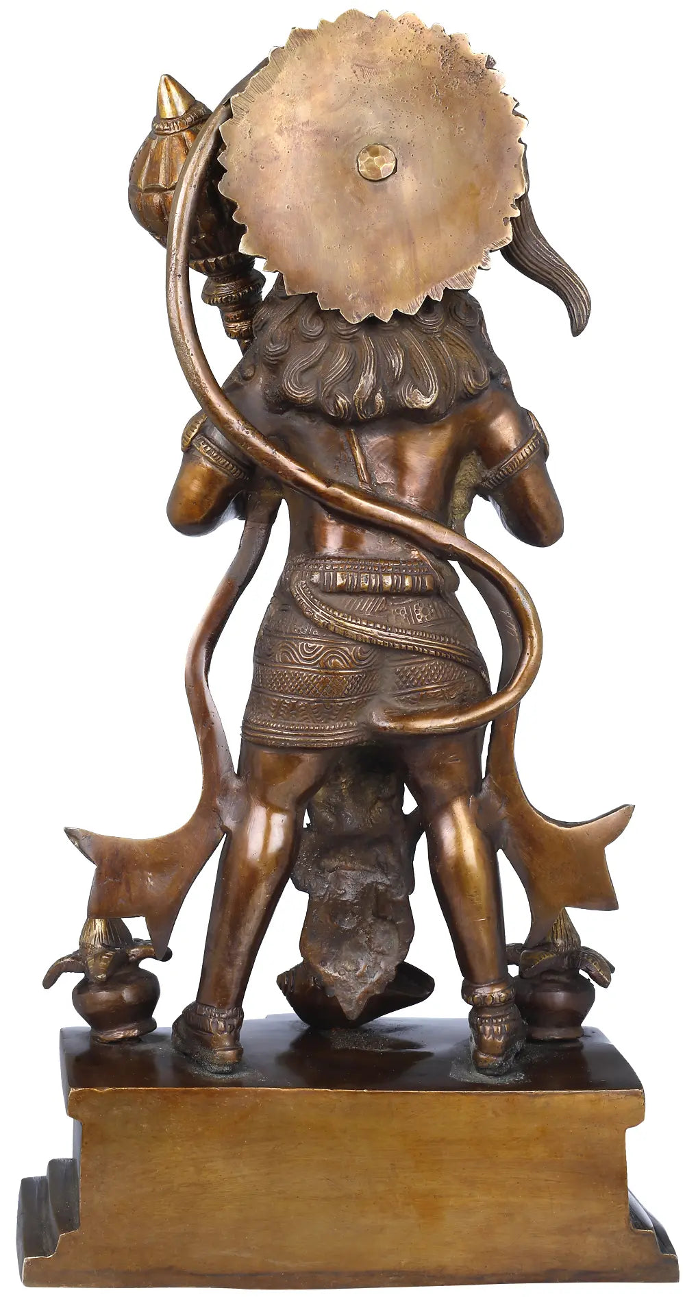 ब्रासौर® खड़े हनुमान | एंटीक ड्यूल टोन फिनिश में पीतल की मूर्ति | ऊंचाई 14.96 इंच और वज़न 5.30 किलोग्राम