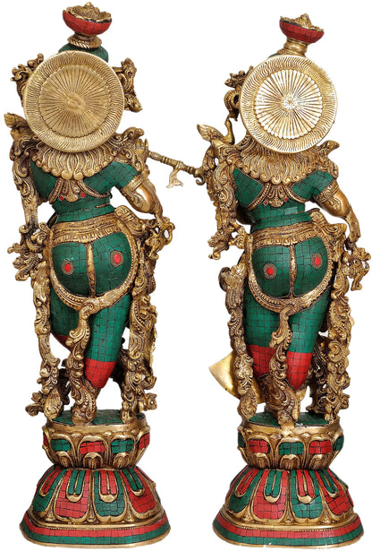 Brassaura® Brass Radha Krishna Statue | Height 27.95 Inches & Weight 34 kg
