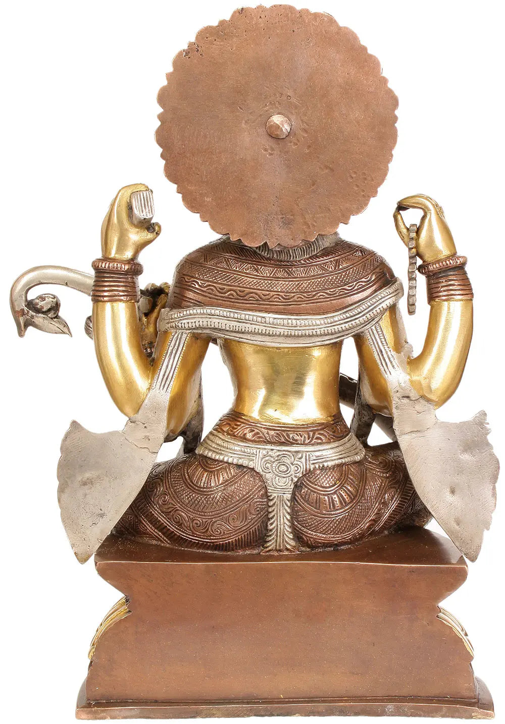 Brassaura® Brass Saraswati Devi Playing Veena | Intricate Dual Tone Finish | Height 16.5 Inches & Weight 11.40 kgs