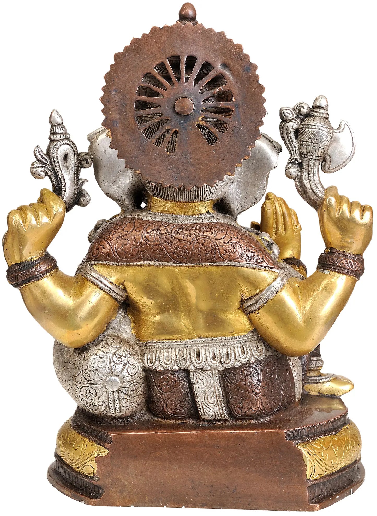 Brassaura™ Seated Ganesha in Dual-Tone Antique Finish | Brass Sculpture | Height 13.5 Inches & Weight 10 kgs