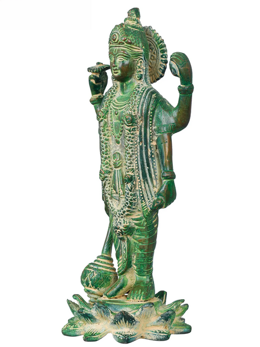 Brassaura® Lord Vishnu Statue | Pure Brass | Height 8 Inches & Weight 1.30 kgs