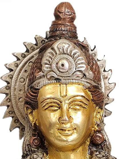 Brassaura® भगवान विष्णु की मूर्ति | शुद्ध पीतल | ऊँचाई 8 इंच और वज़न 1.30 किलोग्राम
