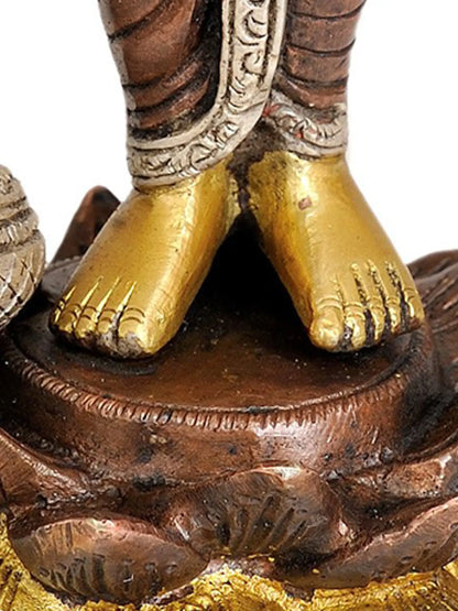 Brassaura® भगवान विष्णु की मूर्ति | शुद्ध पीतल | ऊँचाई 8 इंच और वज़न 1.30 किलोग्राम