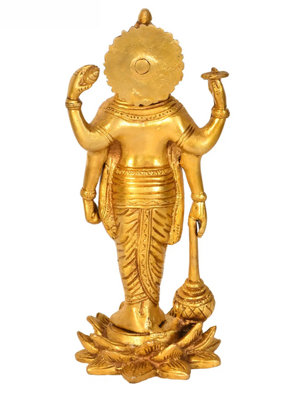 Brassaura® भगवान विष्णु की प्रतिमा | शुद्ध पीतल | ऊंचाई 8 इंच व वज़न 1.30 किलोग्राम