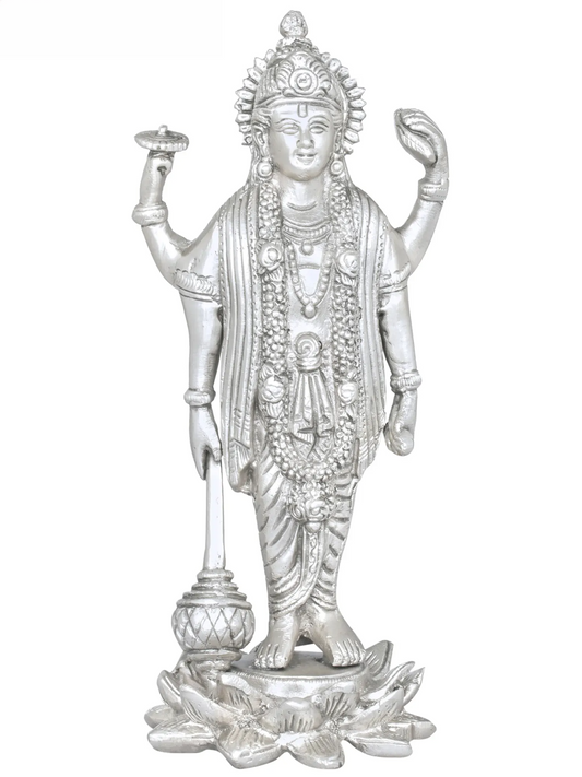 Brassaura® Lord Vishnu Statue | Pure Brass | Height 8 Inches & Weight 1.30 kgs