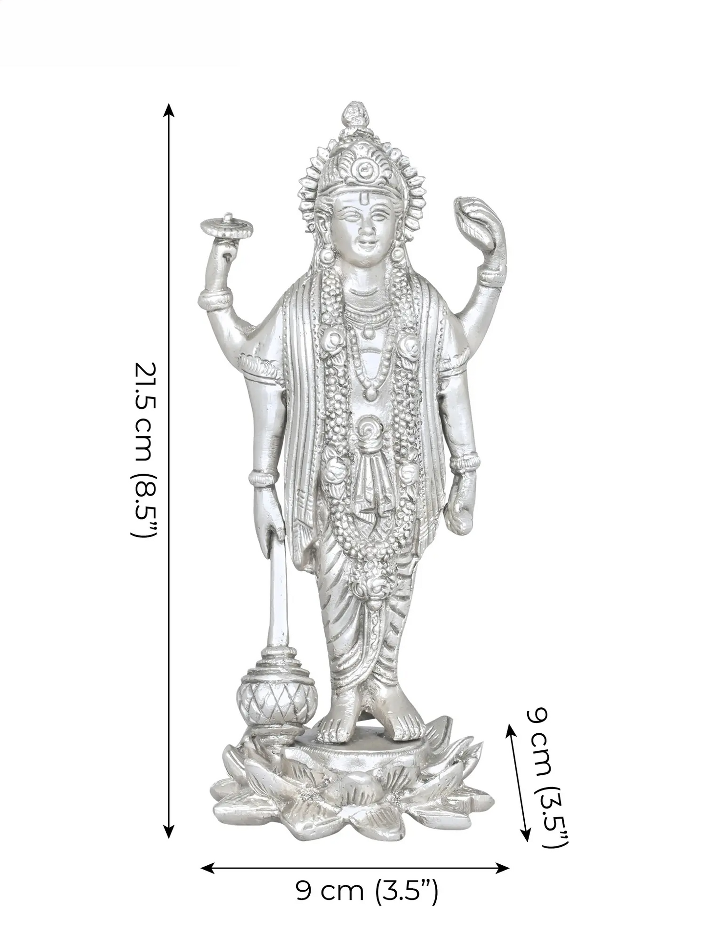 ब्रासौउरा® भगवान विष्णु की प्रतिमा | शुद्ध पीतल | ऊंचाई 8 इंच और वज़न 1.30 किलोग्राम