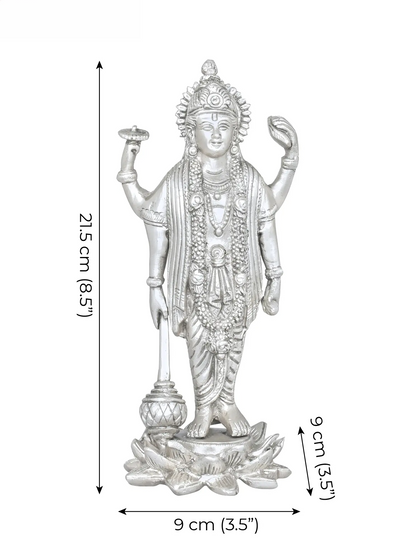 ब्रासौउरा® भगवान विष्णु की प्रतिमा | शुद्ध पीतल | ऊंचाई 8 इंच और वज़न 1.30 किलोग्राम