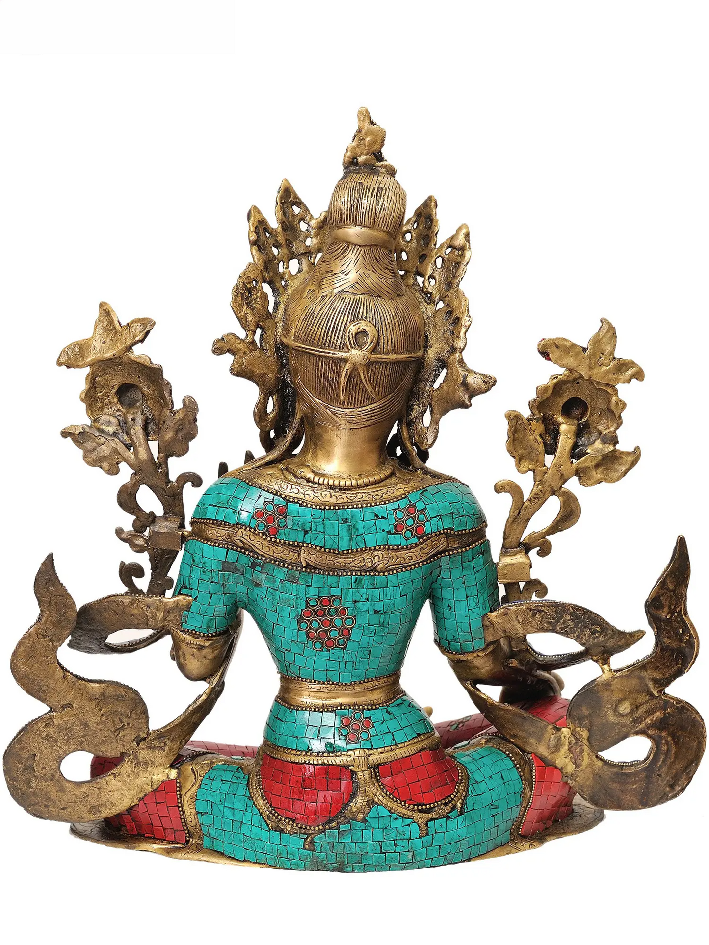 Brassaura® Tibetan White Tara with Stone Inlay | Brass Statue | Height 18.5 Inches & Weight 30.20 kgs