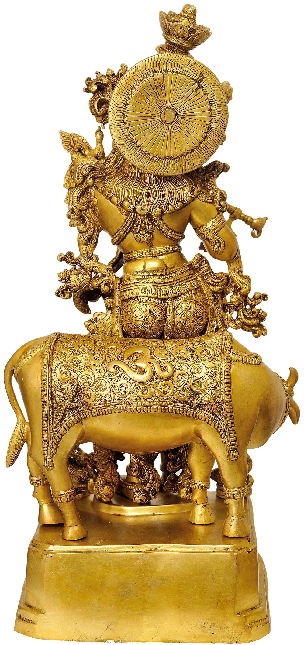 Brassaura® Brass Krishna with Nandi Statue | Height 27.95 Inches & Weight 34.40 kg