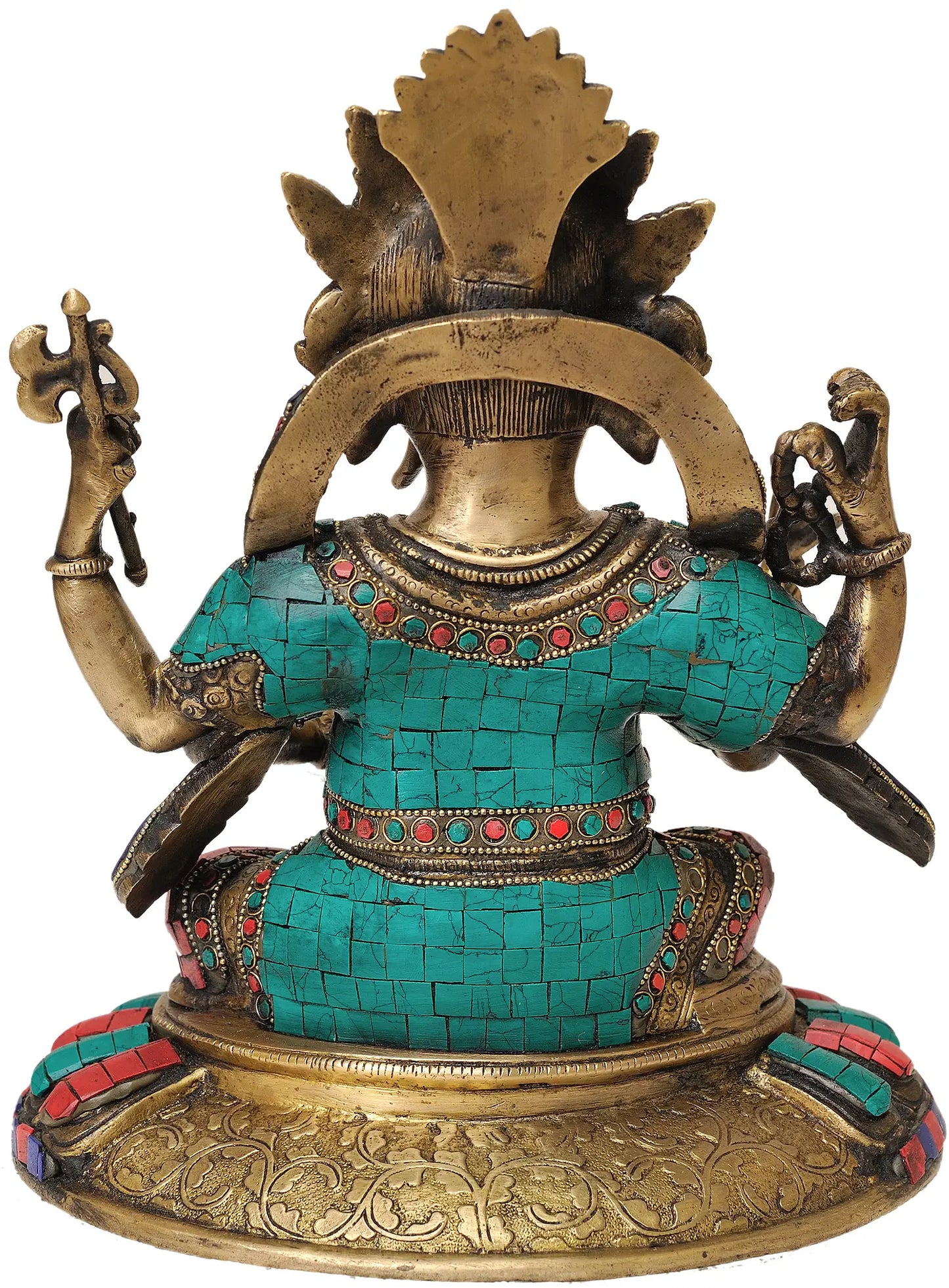 Brassaura™ Brass Ganesha Statue with Inlay Work | Height 11 Inches & Weight 6 kgs