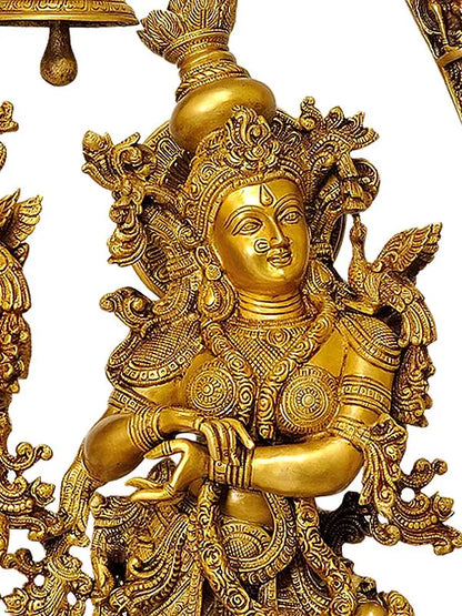 Brassaura® Brass Radha Krishna Statue with prabhavali | Height 45 Inches & Weight 69.74 kg