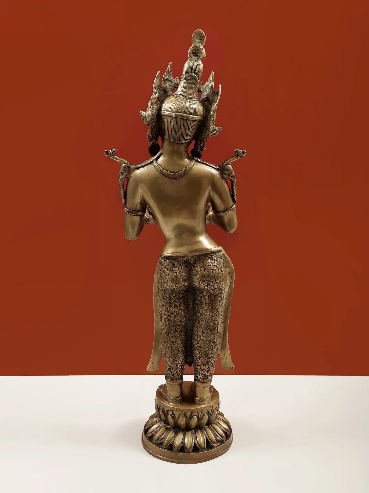 Brassaura® Brass Deep Lakshmi Statue with Inlay Work | Height 30.91 Inches & Weight 9.70 kg