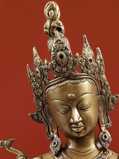 Brassaura® Brass Deep Lakshmi Statue with Inlay Work | Height 30.91 Inches & Weight 9.70 kg