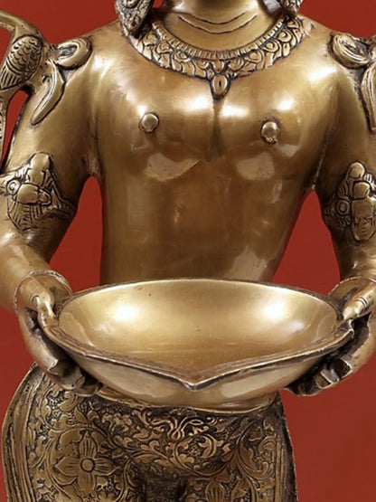 Brassaura® Brass Deep Lakshmi Statue with Inlay Work | Height 30.91 Inches & Weight 9.70 kg