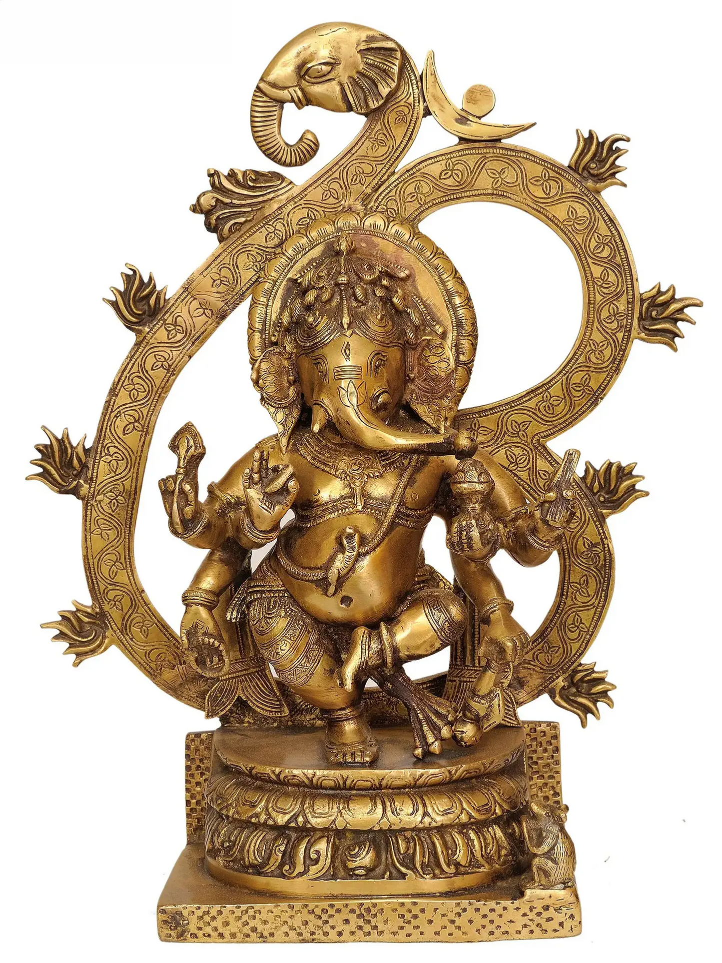 Brassaura™ Brass Ganesha Idol for Home Temple, Pooja Room & Entrance Decor | 17 Inches | 8 kgs